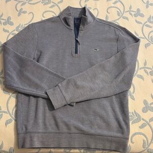 Vineyard Vines Men's Heather Blue Sankaty Half Zip Small